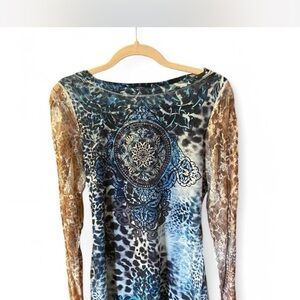 Multicolor Long Sleeve Patterned Top
